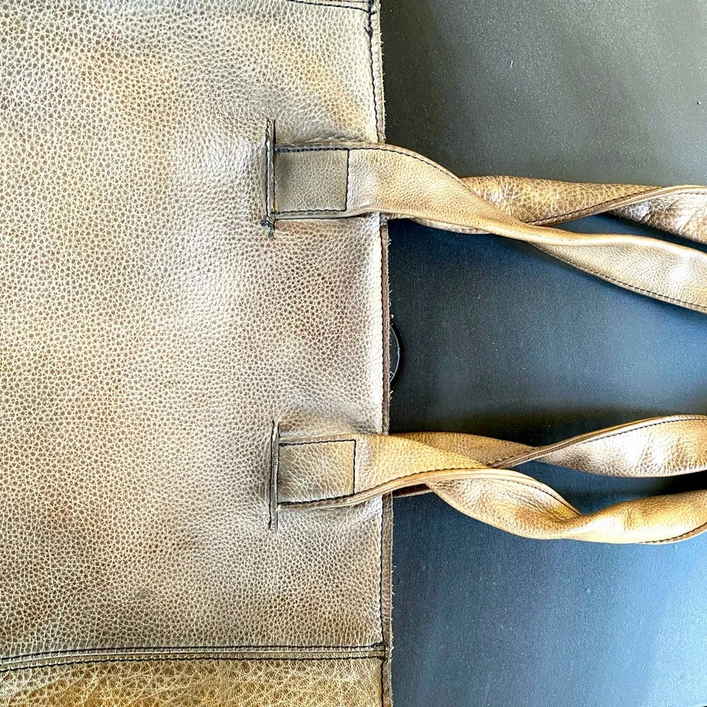 Alberto Fermani Taupe Leather Shoulder Tote